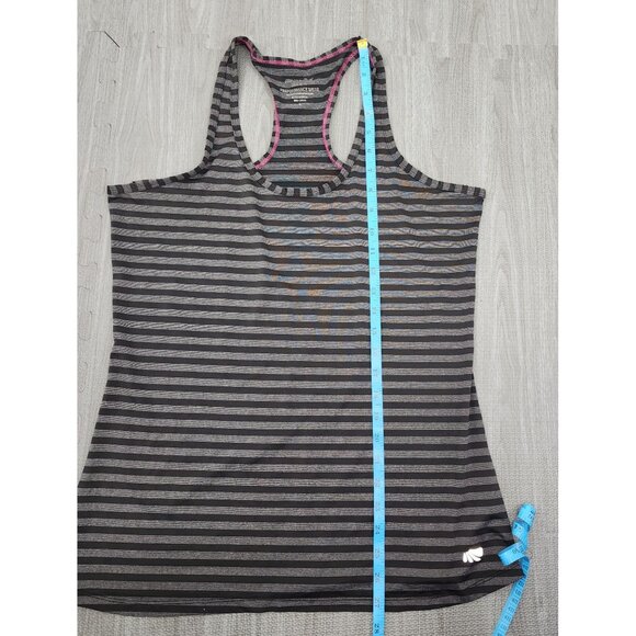 Women's Marika Dry-Wik Performance Wear Striped Racerback Tank Top Gray Black La - Picture 6 of 8